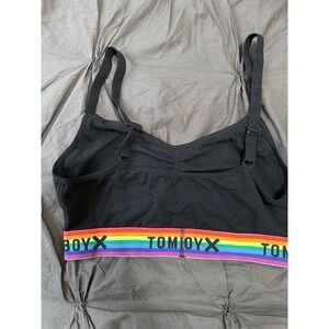 TomboyX Rainbow Pride Bralette Black Adjustable Strap Top‎